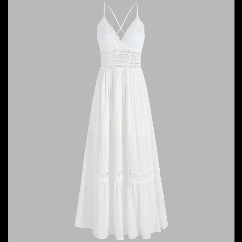 🤍Solid Lace Trim Dress🤍